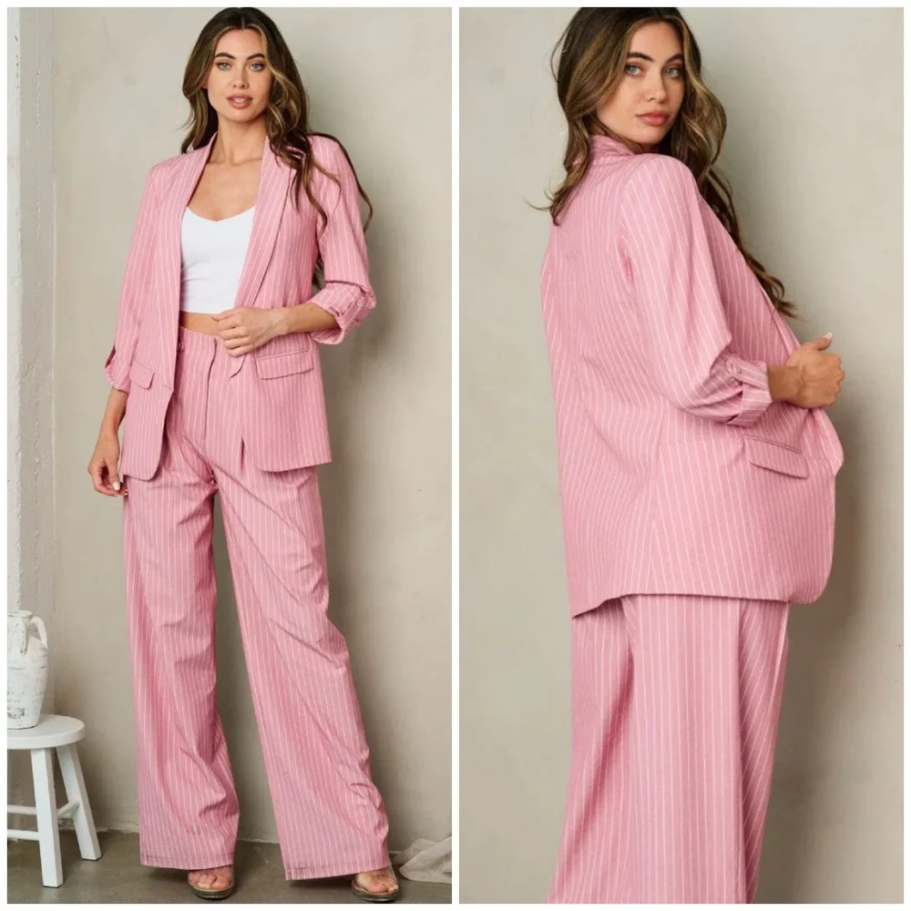OVI Light Mauve Pinstripes 2-Piece Pants Set - Picture 7 of 7